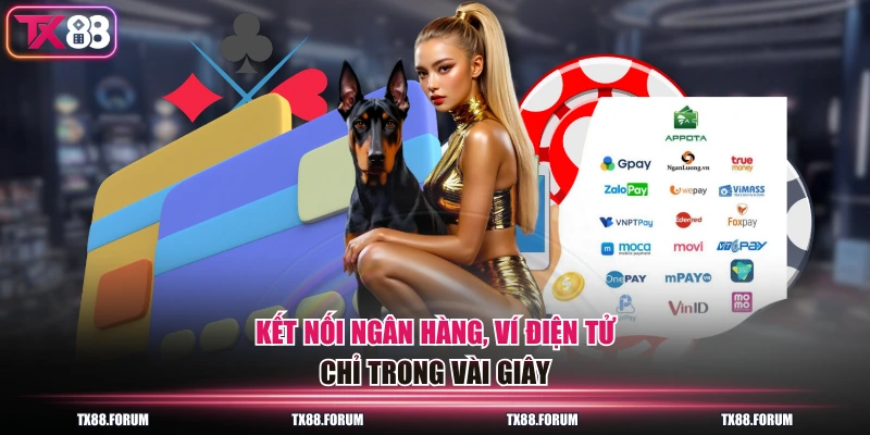 TX88 13 Kết nối ngân hàng, ví điện tử chỉ trong vài giây